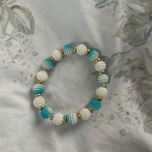blue and white beaded bracelet